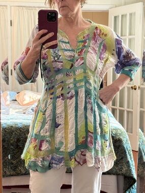 Handmade felt j fabric Tunic. NWT and exceptional art to wear!